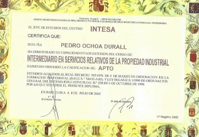 Diploma de Intermediario en Servicios Relativos a la Propiedad Industrial — INTESA